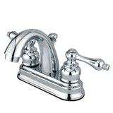 Restoration KB5611AL Two-Handle 3-Hole Deck Mount 4" Centerset Bathroom Faucet with Plastic Pop-Up, Polished Chrome