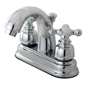 Restoration KB5611AX Two-Handle 3-Hole Deck Mount 4" Centerset Bathroom Faucet with Plastic Pop-Up, Polished Chrome