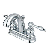 Knight KB5611KL Two-Handle 3-Hole Deck Mount 4" Centerset Bathroom Faucet with Plastic Pop-Up, Polished Chrome