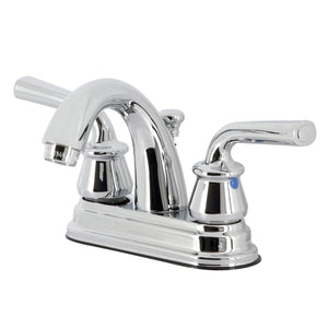 Restoration KB5611RXL Two-Handle 3-Hole Deck Mount 4" Centerset Bathroom Faucet with Plastic Pop-Up, Polished Chrome