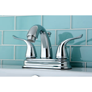 Yosemite KB5611YL Two-Handle 3-Hole Deck Mount 4" Centerset Bathroom Faucet with Plastic Pop-Up, Polished Chrome