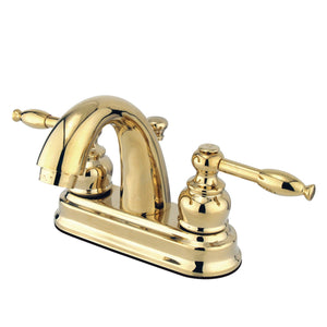 Knight KB5612KL Two-Handle 3-Hole Deck Mount 4" Centerset Bathroom Faucet with Plastic Pop-Up, Polished Brass