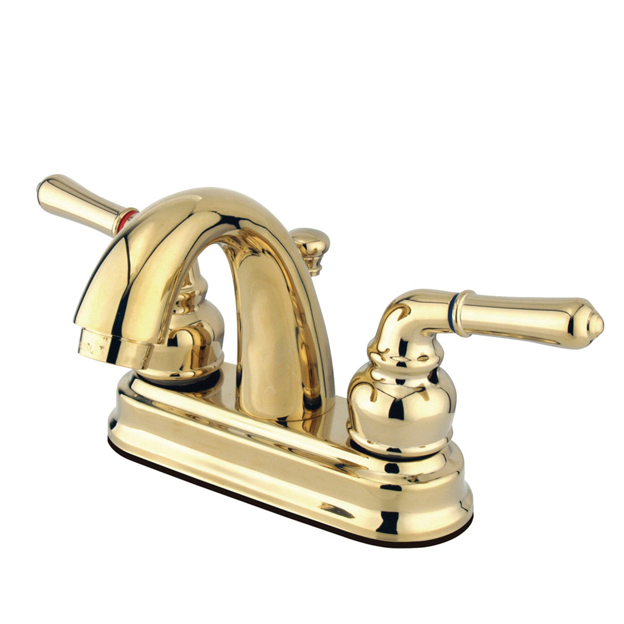 Naples KB5612NML Two-Handle 3-Hole Deck Mount 4" Centerset Bathroom Faucet with Plastic Pop-Up, Polished Brass