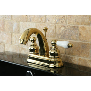 Restoration KB5612PL Two-Handle 3-Hole Deck Mount 4" Centerset Bathroom Faucet, Polished Brass