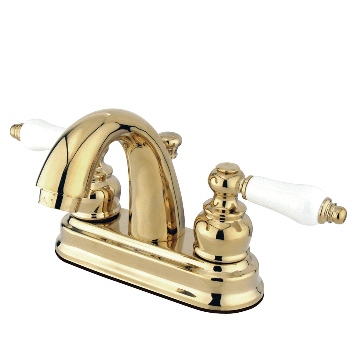Restoration KB5612PL Two-Handle 3-Hole Deck Mount 4" Centerset Bathroom Faucet, Polished Brass