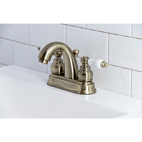 Restoration KB5613PL Two-Handle 3-Hole Deck Mount 4" Centerset Bathroom Faucet, Antique Brass