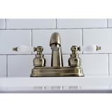 Restoration KB5613PL Two-Handle 3-Hole Deck Mount 4" Centerset Bathroom Faucet, Antique Brass