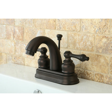 Restoration KB5615AL Two-Handle 3-Hole Deck Mount 4" Centerset Bathroom Faucet with Plastic Pop-Up, Oil Rubbed Bronze