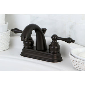 Restoration KB5615AL Two-Handle 3-Hole Deck Mount 4" Centerset Bathroom Faucet with Plastic Pop-Up, Oil Rubbed Bronze