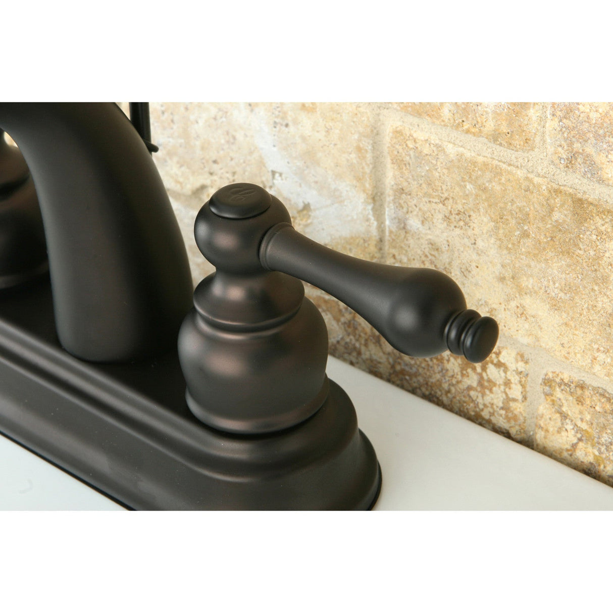 Restoration KB5615AL Two-Handle 3-Hole Deck Mount 4" Centerset Bathroom Faucet with Plastic Pop-Up, Oil Rubbed Bronze