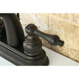 Restoration KB5615AL Two-Handle 3-Hole Deck Mount 4" Centerset Bathroom Faucet with Plastic Pop-Up, Oil Rubbed Bronze
