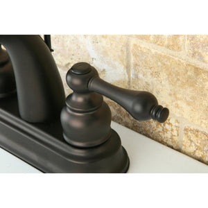 Restoration KB5615AL Two-Handle 3-Hole Deck Mount 4" Centerset Bathroom Faucet with Plastic Pop-Up, Oil Rubbed Bronze