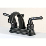 Naples KB5615NML Two-Handle 3-Hole Deck Mount 4" Centerset Bathroom Faucet with Plastic Pop-Up, Oil Rubbed Bronze