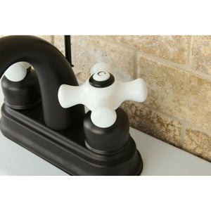 Restoration KB5615PX Two-Handle 3-Hole Deck Mount 4" Centerset Bathroom Faucet with Plastic Pop-Up, Oil Rubbed Bronze