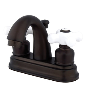 Restoration KB5615PX Two-Handle 3-Hole Deck Mount 4" Centerset Bathroom Faucet with Plastic Pop-Up, Oil Rubbed Bronze