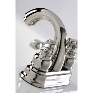 Restoration KB5616AL Two-Handle 3-Hole Deck Mount 4" Centerset Bathroom Faucet with Plastic Pop-Up, Polished Nickel
