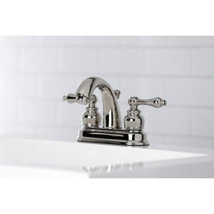 Restoration KB5616AL Two-Handle 3-Hole Deck Mount 4" Centerset Bathroom Faucet with Plastic Pop-Up, Polished Nickel