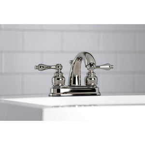 Restoration KB5616AL Two-Handle 3-Hole Deck Mount 4" Centerset Bathroom Faucet with Plastic Pop-Up, Polished Nickel