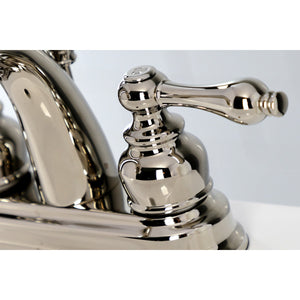 Restoration KB5616AL Two-Handle 3-Hole Deck Mount 4" Centerset Bathroom Faucet with Plastic Pop-Up, Polished Nickel