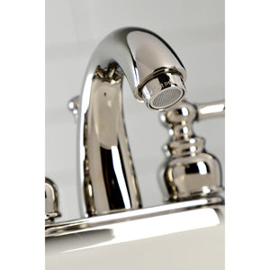 Restoration KB5616AL Two-Handle 3-Hole Deck Mount 4" Centerset Bathroom Faucet with Plastic Pop-Up, Polished Nickel