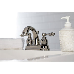 Restoration KB5616AL Two-Handle 3-Hole Deck Mount 4" Centerset Bathroom Faucet with Plastic Pop-Up, Polished Nickel