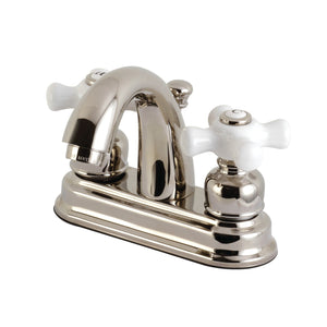 Restoration KB5616PX Two-Handle 3-Hole Deck Mount 4" Centerset Bathroom Faucet with Plastic Pop-Up, Polished Nickel
