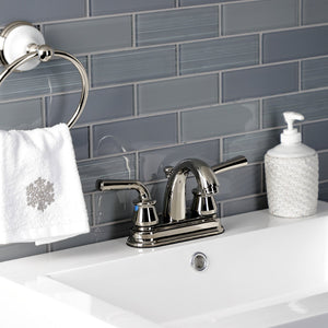 Restoration KB5616RXL Two-Handle 3-Hole Deck Mount 4" Centerset Bathroom Faucet with Plastic Pop-Up, Polished Nickel