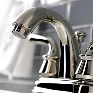 Restoration KB5616RXL Two-Handle 3-Hole Deck Mount 4" Centerset Bathroom Faucet with Plastic Pop-Up, Polished Nickel