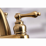 Restoration KB5617AL Two-Handle 3-Hole Deck Mount 4" Centerset Bathroom Faucet with Plastic Pop-Up, Brushed Brass