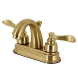 Royale KB5617FL Two-Handle 3-Hole Deck Mount 4" Centerset Bathroom Faucet with Plastic Pop-Up, Brushed Brass