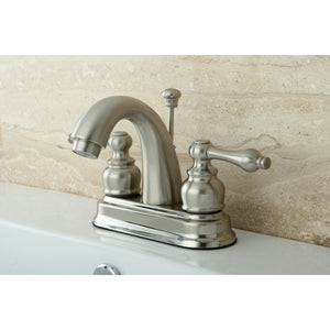 Restoration KB5618AL Two-Handle 3-Hole Deck Mount 4" Centerset Bathroom Faucet with Plastic Pop-Up, Brushed Nickel