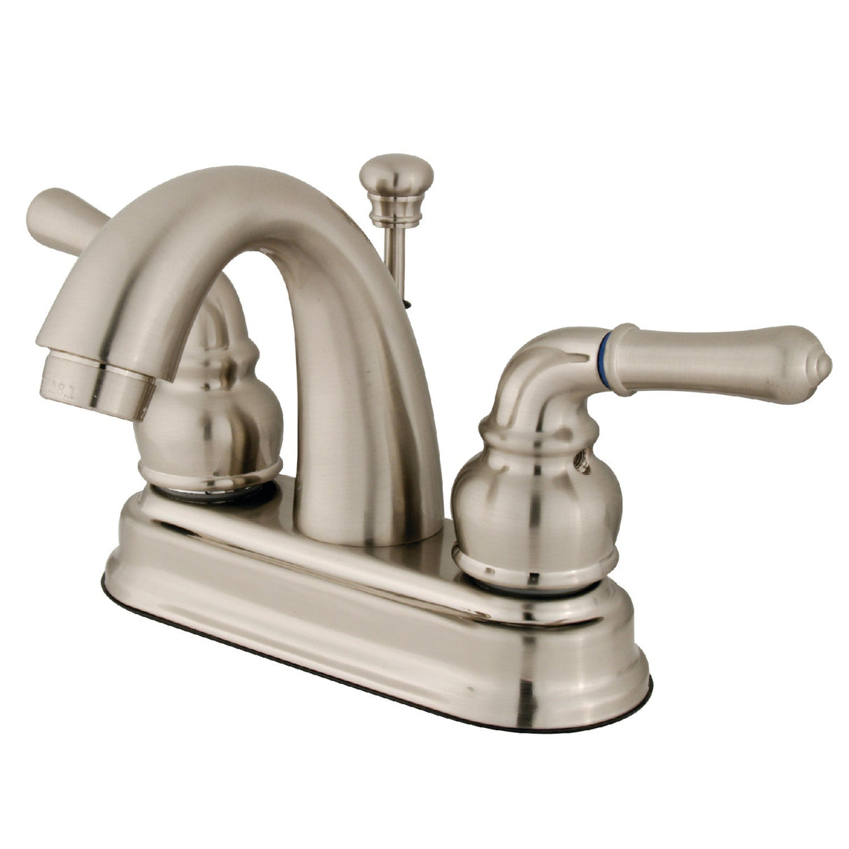 Naples KB5618NML Two-Handle 3-Hole Deck Mount 4" Centerset Bathroom Faucet with Plastic Pop-Up, Brushed Nickel