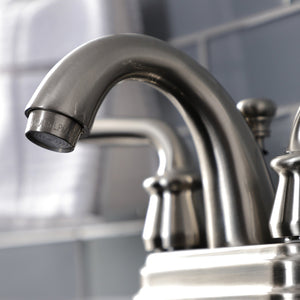 Restoration KB5618RXL Two-Handle 3-Hole Deck Mount 4" Centerset Bathroom Faucet with Plastic Pop-Up, Brushed Nickel