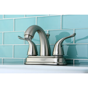 Yosemite KB5618YL Two-Handle 3-Hole Deck Mount 4" Centerset Bathroom Faucet with Plastic Pop-Up, Brushed Nickel
