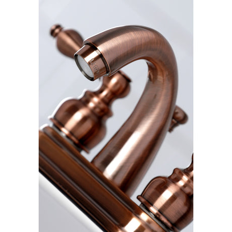 Restoration KB561ALAC Two-Handle 3-Hole Deck Mount 4" Centerset Bathroom Faucet with Plastic Pop-Up, Antique Copper