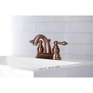 Restoration KB561ALAC Two-Handle 3-Hole Deck Mount 4" Centerset Bathroom Faucet with Plastic Pop-Up, Antique Copper