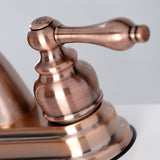 Restoration KB561ALAC Two-Handle 3-Hole Deck Mount 4" Centerset Bathroom Faucet with Plastic Pop-Up, Antique Copper