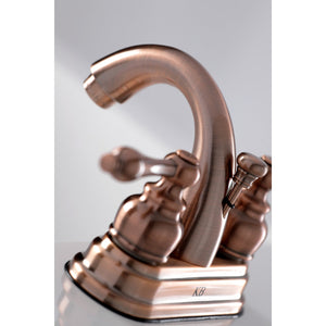 Restoration KB561ALAC Two-Handle 3-Hole Deck Mount 4" Centerset Bathroom Faucet with Plastic Pop-Up, Antique Copper
