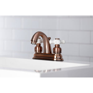 Restoration KB561PXAC Two-Handle 3-Hole Deck Mount 4" Centerset Bathroom Faucet with Plastic Pop-Up, Antique Copper