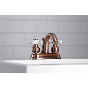 Restoration KB561PXAC Two-Handle 3-Hole Deck Mount 4" Centerset Bathroom Faucet with Plastic Pop-Up, Antique Copper