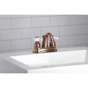 Restoration KB561PXAC Two-Handle 3-Hole Deck Mount 4" Centerset Bathroom Faucet with Plastic Pop-Up, Antique Copper