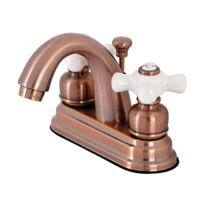 Restoration KB561PXAC Two-Handle 3-Hole Deck Mount 4" Centerset Bathroom Faucet with Plastic Pop-Up, Antique Copper