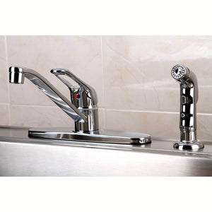 Wyndham KB562SP Single-Handle 2-or-4 Hole Deck Mount 8" Centerset Kitchen Faucet with Side Sprayer, Polished Chrome