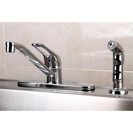 Wyndham KB562SP Single-Handle 2-or-4 Hole Deck Mount 8" Centerset Kitchen Faucet with Side Sprayer, Polished Chrome