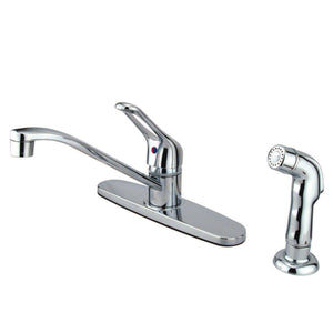 Wyndham KB562SP Single-Handle 2-or-4 Hole Deck Mount 8" Centerset Kitchen Faucet with Side Sprayer, Polished Chrome