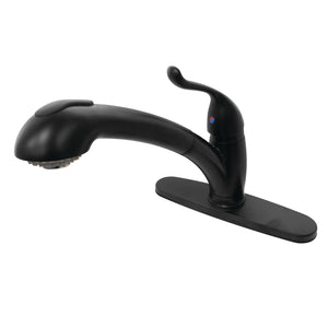 Yosemite KB5700YL Single-Handle 1-or-3 Hole Deck Mount Pull-Out Sprayer Kitchen Faucet, Matte Black