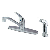 KB5720SP Single-Handle 2-or-4 Hole Deck Mount 8" Centerset Kitchen Faucet with Side Sprayer, Polished Chrome