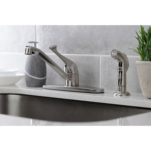 KB572SNSP Single-Handle 2-or-4 Hole Deck Mount 8" Centerset Kitchen Faucet with Side Sprayer, Brushed Nickel