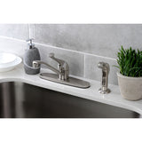 KB572SNSP Single-Handle 2-or-4 Hole Deck Mount 8" Centerset Kitchen Faucet with Side Sprayer, Brushed Nickel