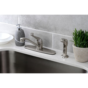 KB572SNSP Single-Handle 2-or-4 Hole Deck Mount 8" Centerset Kitchen Faucet with Side Sprayer, Brushed Nickel